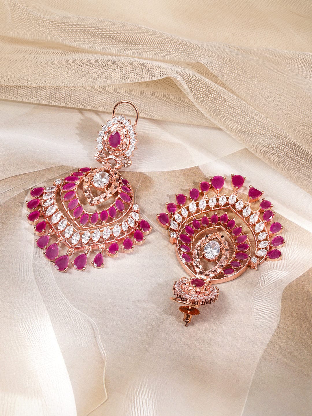Rosé Radiance American Diamond Zirconia Dangle Earrings フリーサイズ