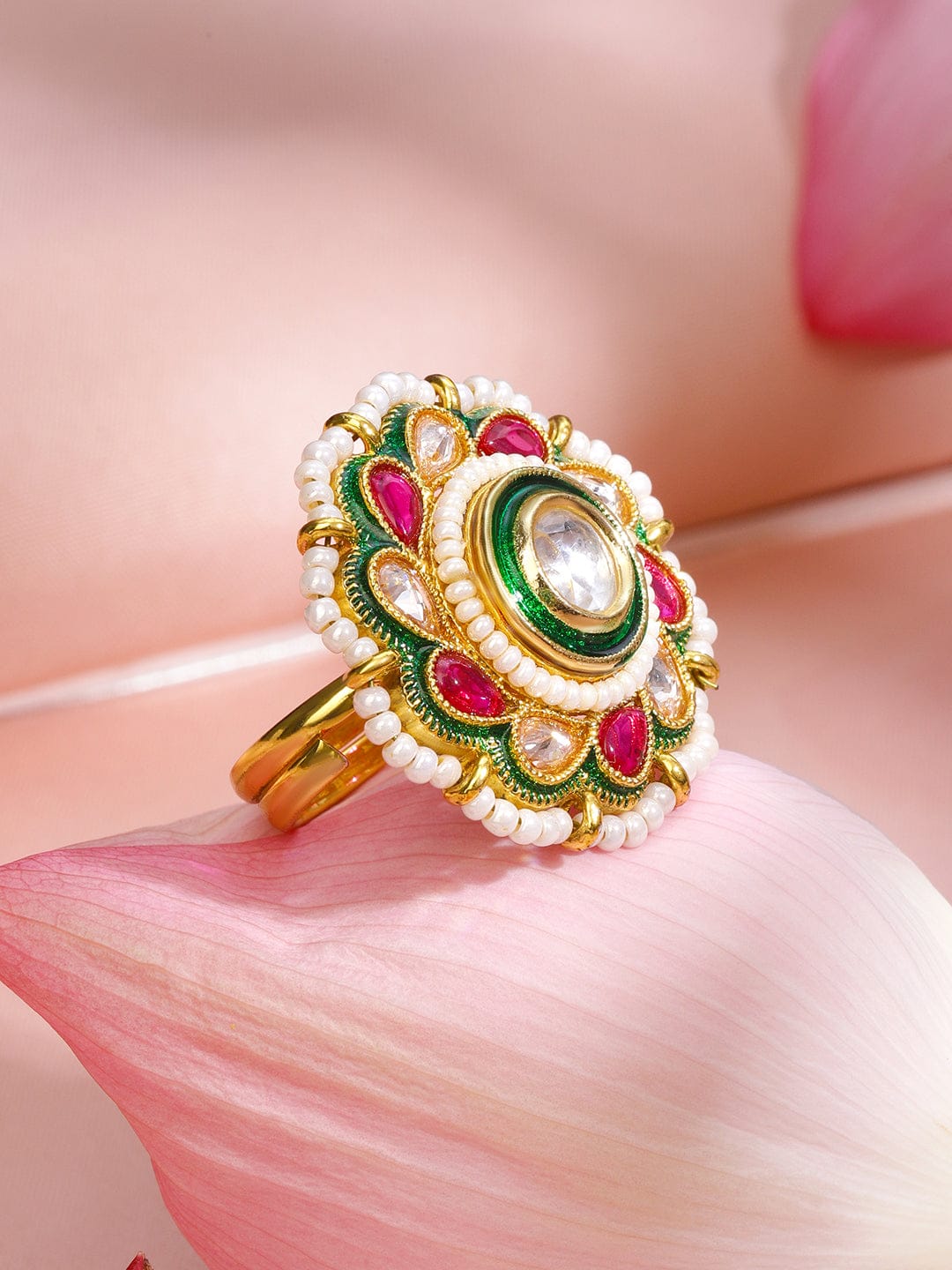 Roses & Regalia Kundan Ring フリーサイズ