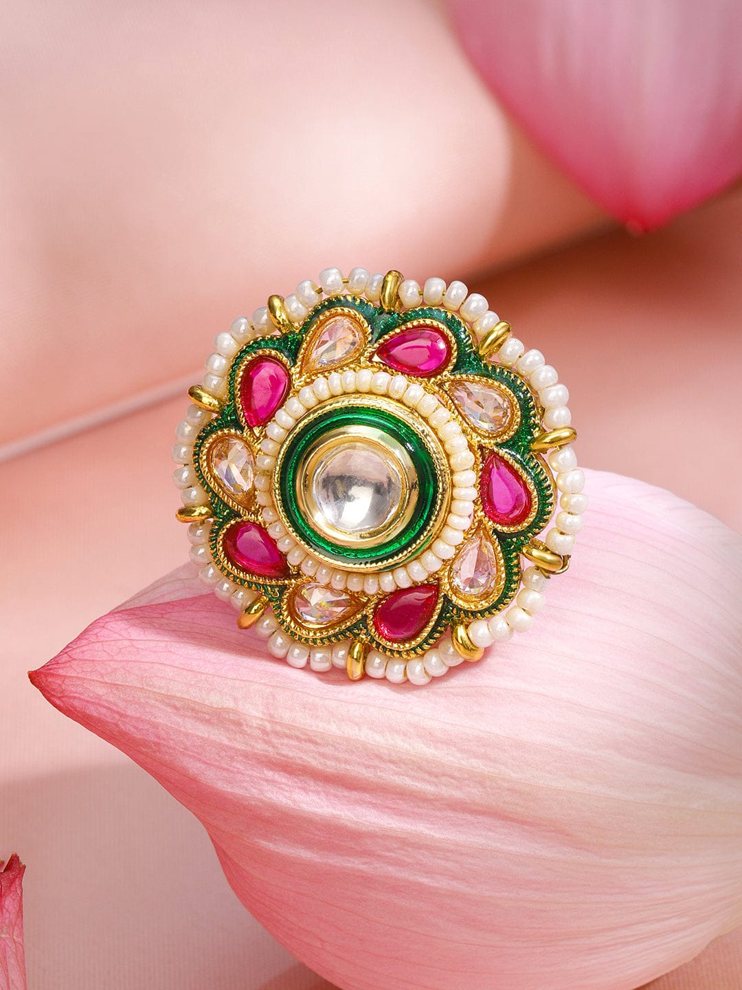 Roses & Regalia Kundan Ring フリーサイズ