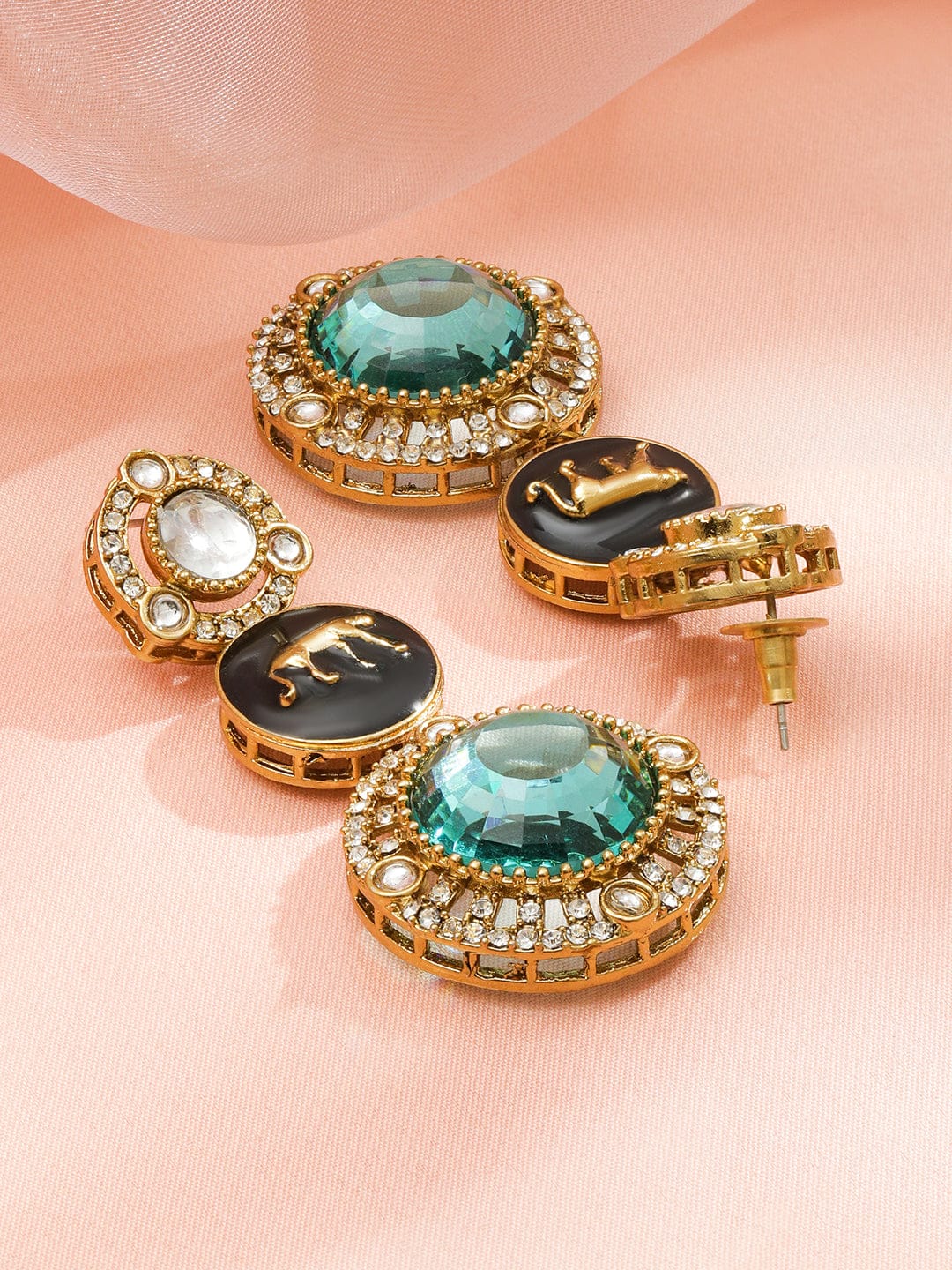 Royal Green & Black Statement Earrings フリーサイズ