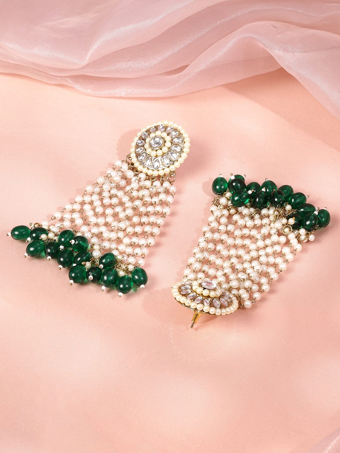 Royal Greens Multistrand Pearl Chandelier Earrings フリーサイズ