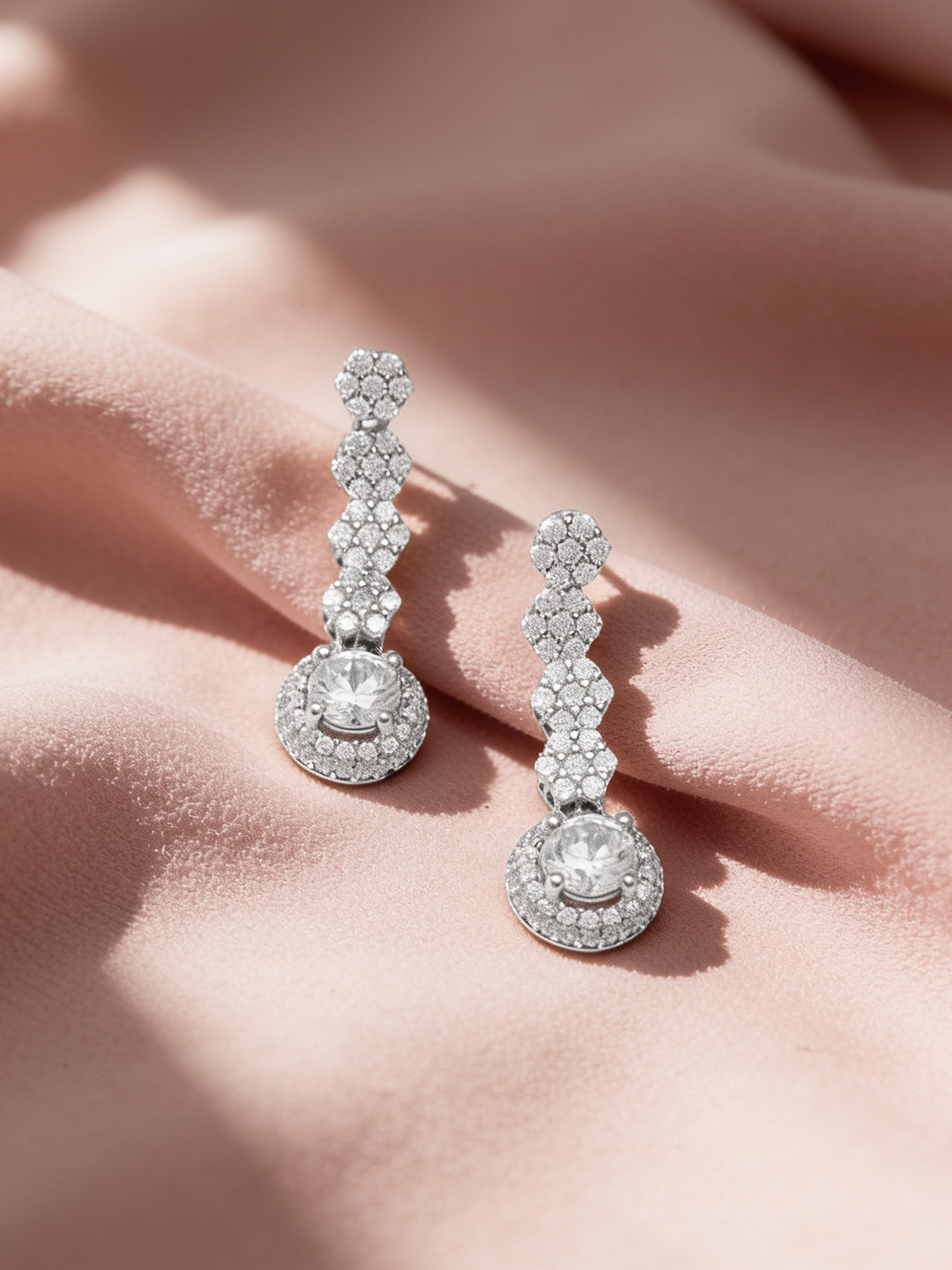 925 Fine Silver Rhodium Plated Dangler Earrings フリーサイズ