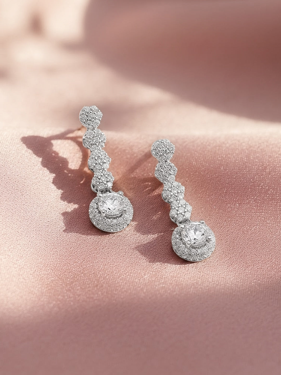 925 Fine Silver Rhodium Plated Dangler Earrings フリーサイズ