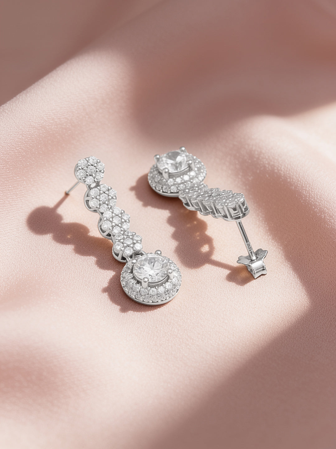 925 Fine Silver Rhodium Plated Dangler Earrings フリーサイズ