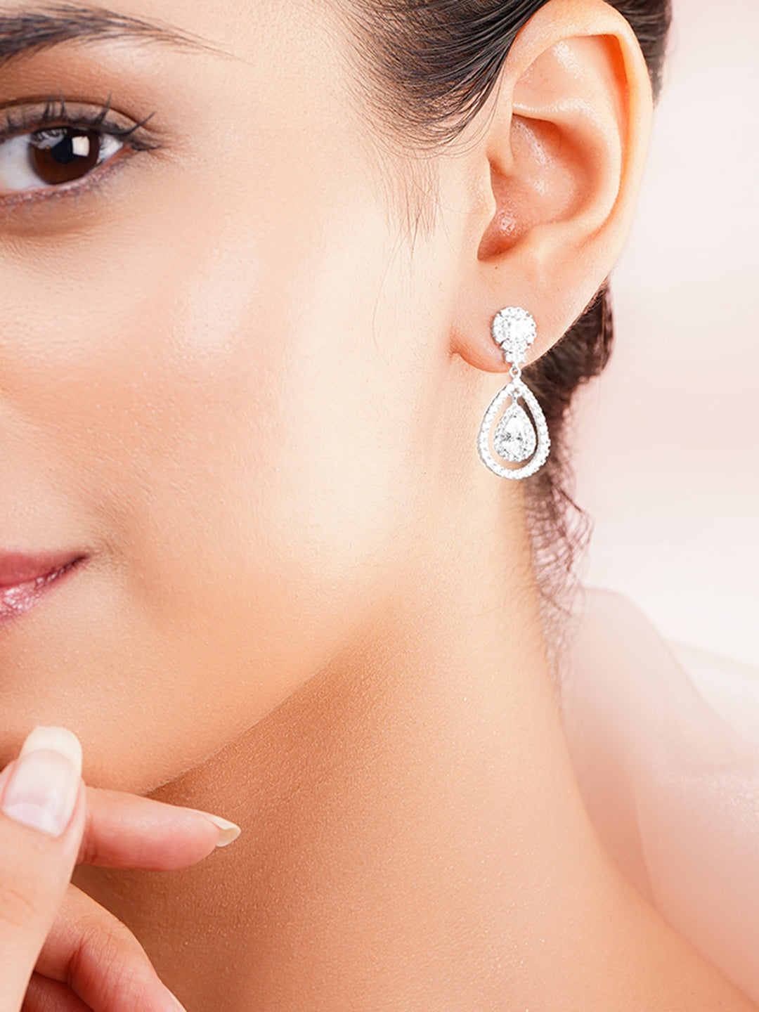 925 Fine Silver Rhodium Plated Drop Earrings フリーサイズ