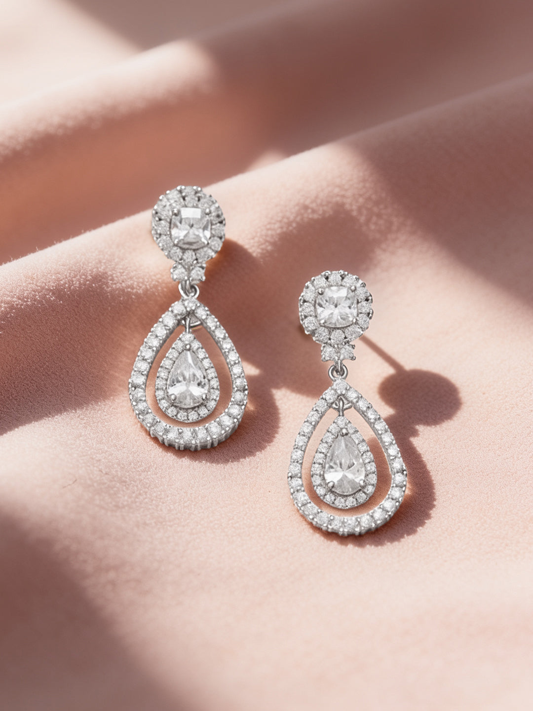925 Fine Silver Rhodium Plated Drop Earrings フリーサイズ