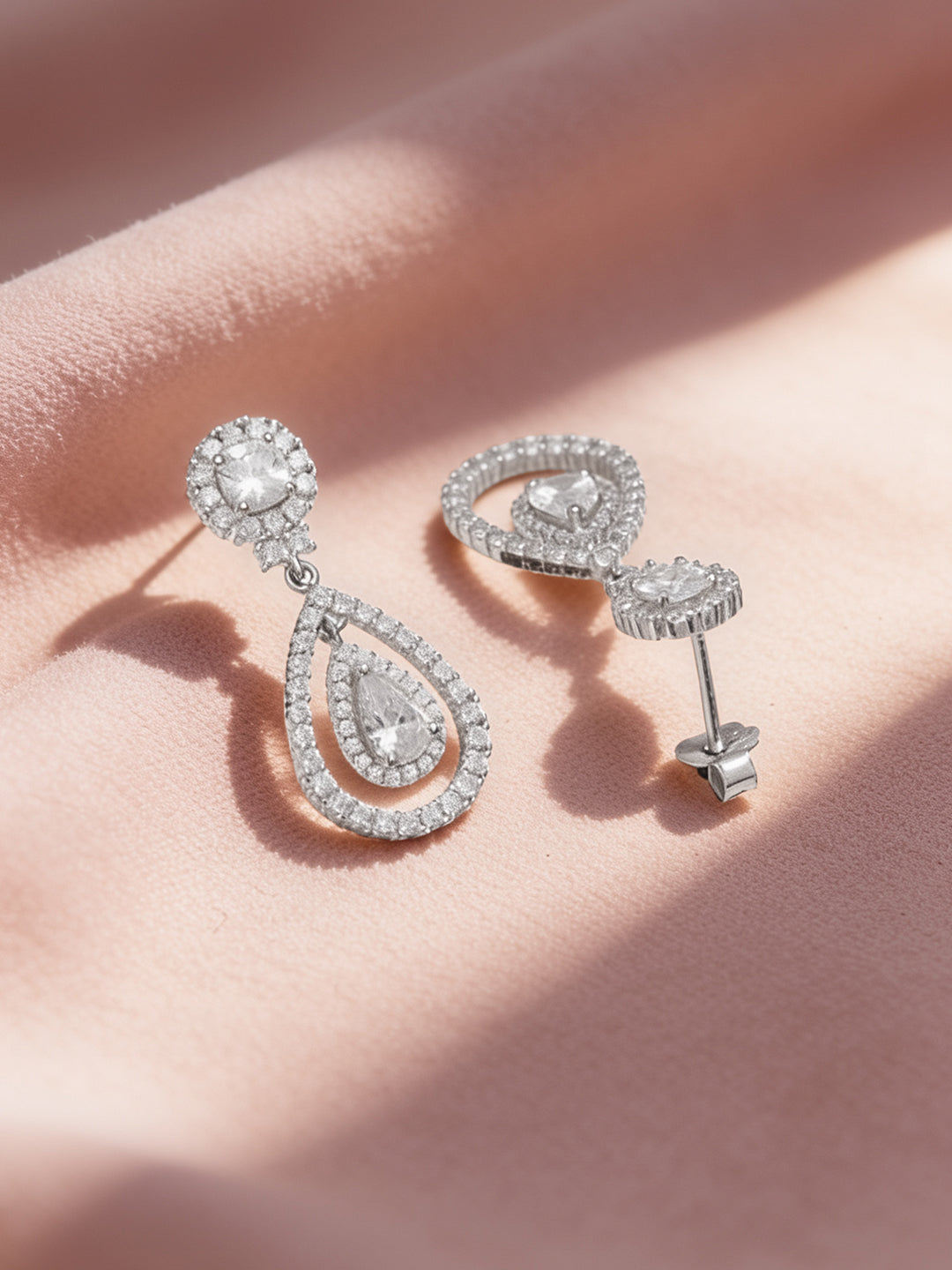 925 Fine Silver Rhodium Plated Drop Earrings フリーサイズ