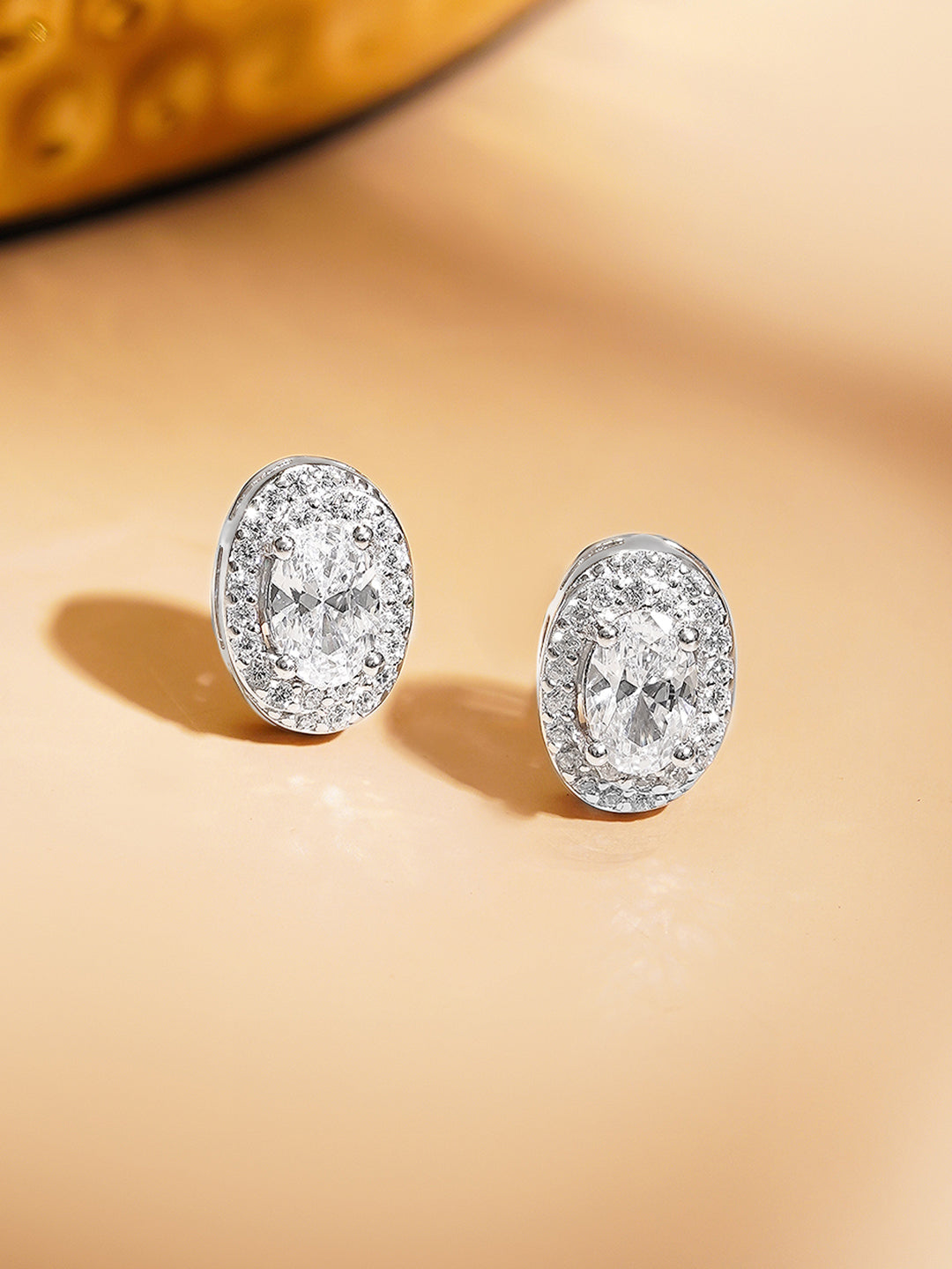 925 Fine Silver Rhodium Plated Stud Earrings フリーサイズ