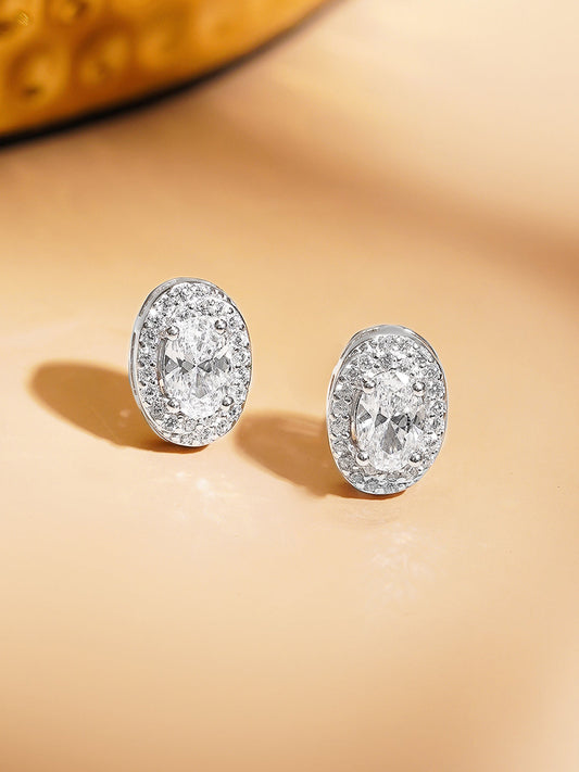 925 Fine Silver Rhodium Plated Stud Earrings フリーサイズ