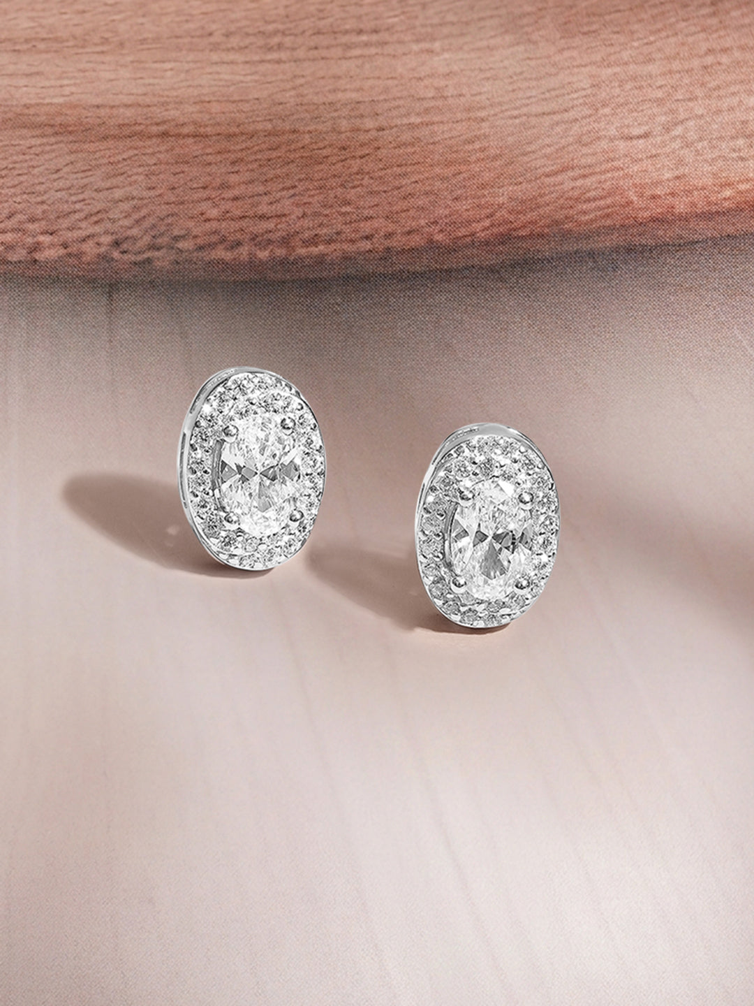 925 Fine Silver Cubic Zirconia Classic Oval Pendant Necklace Set フリーサイズ