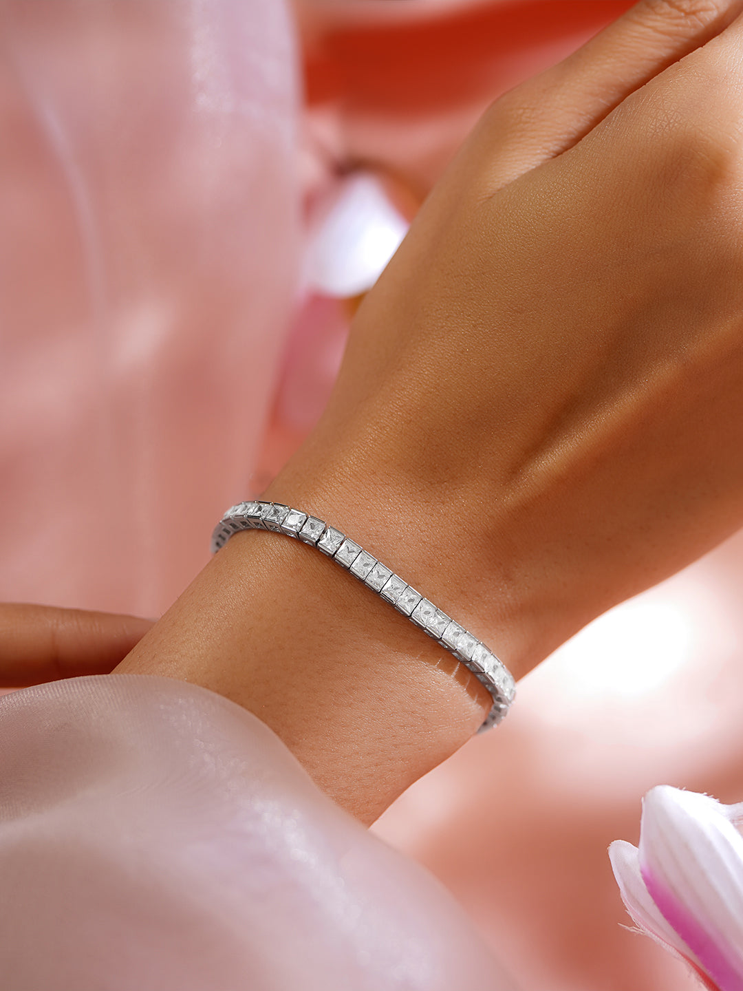 925 Fine Silver Rhodium Plated Bracelet フリーサイズ