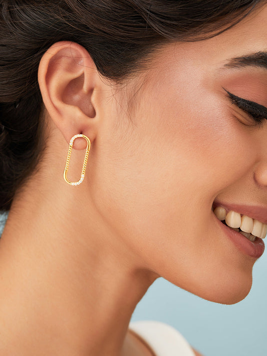 Rubans 925 Silver The Minimal Geometricity Stud Earrings. - Gold Plated Gold