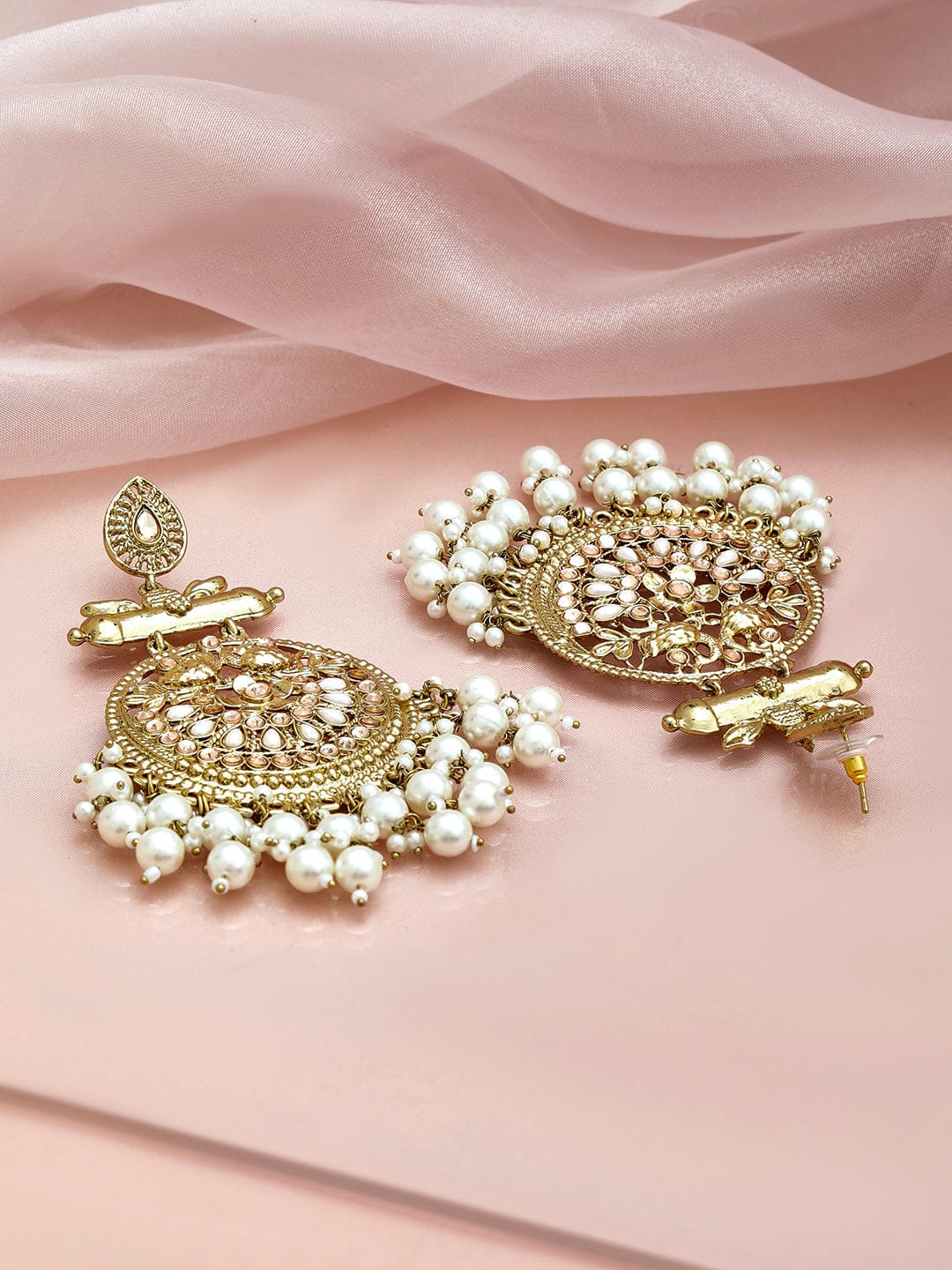 Champagne Glow Pearl Danglers フリーサイズ