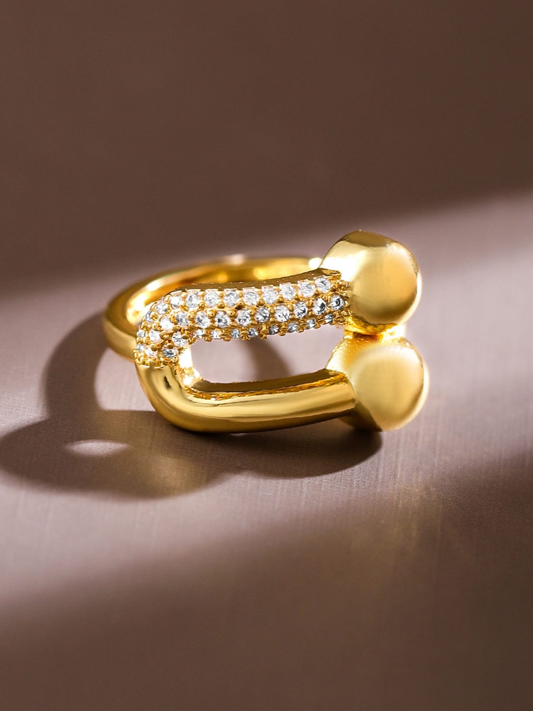 Sleek Gold American Diamond Zirconia Ring Gold