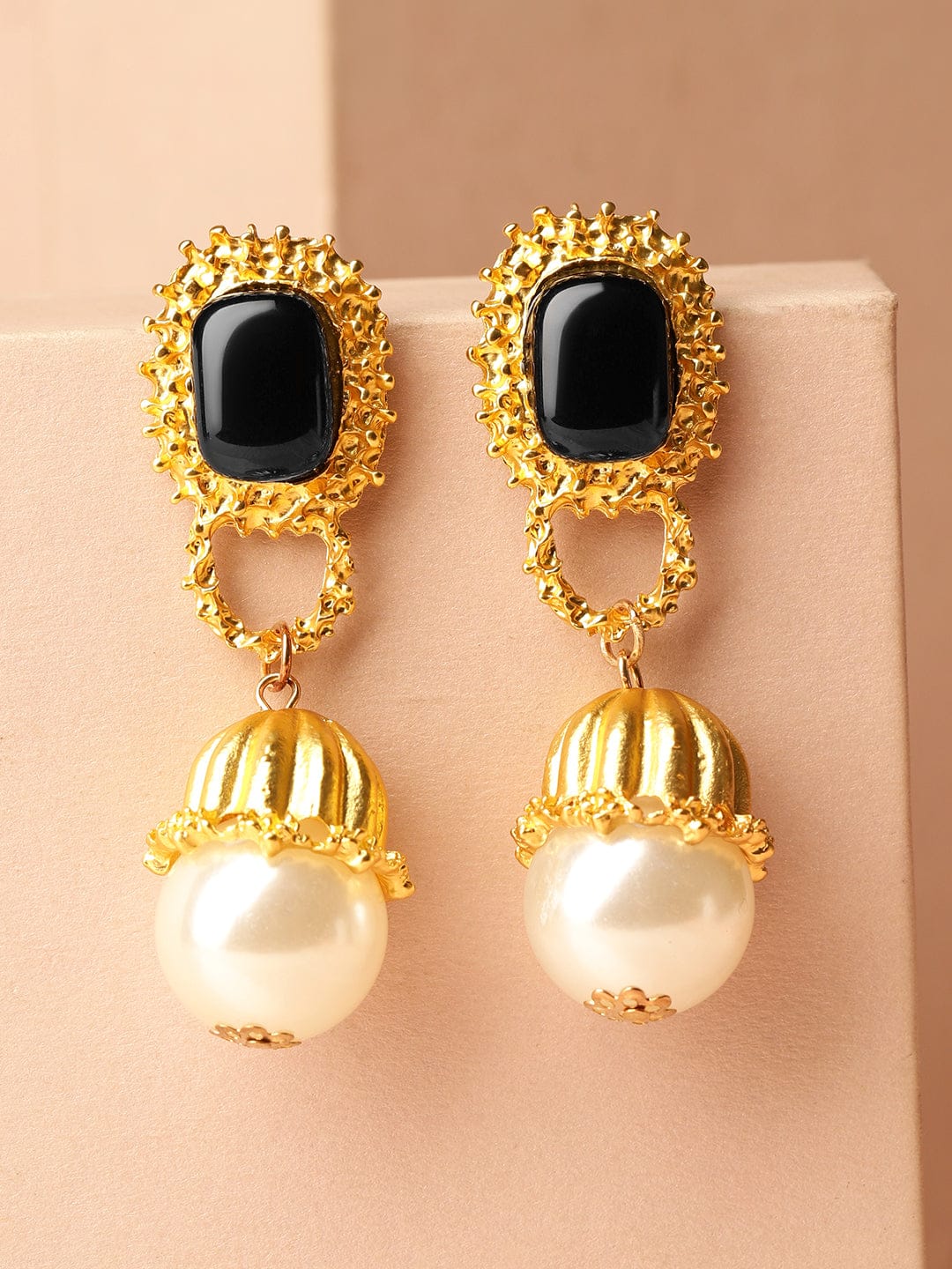 Midnight Pearls Drop Earrings Black