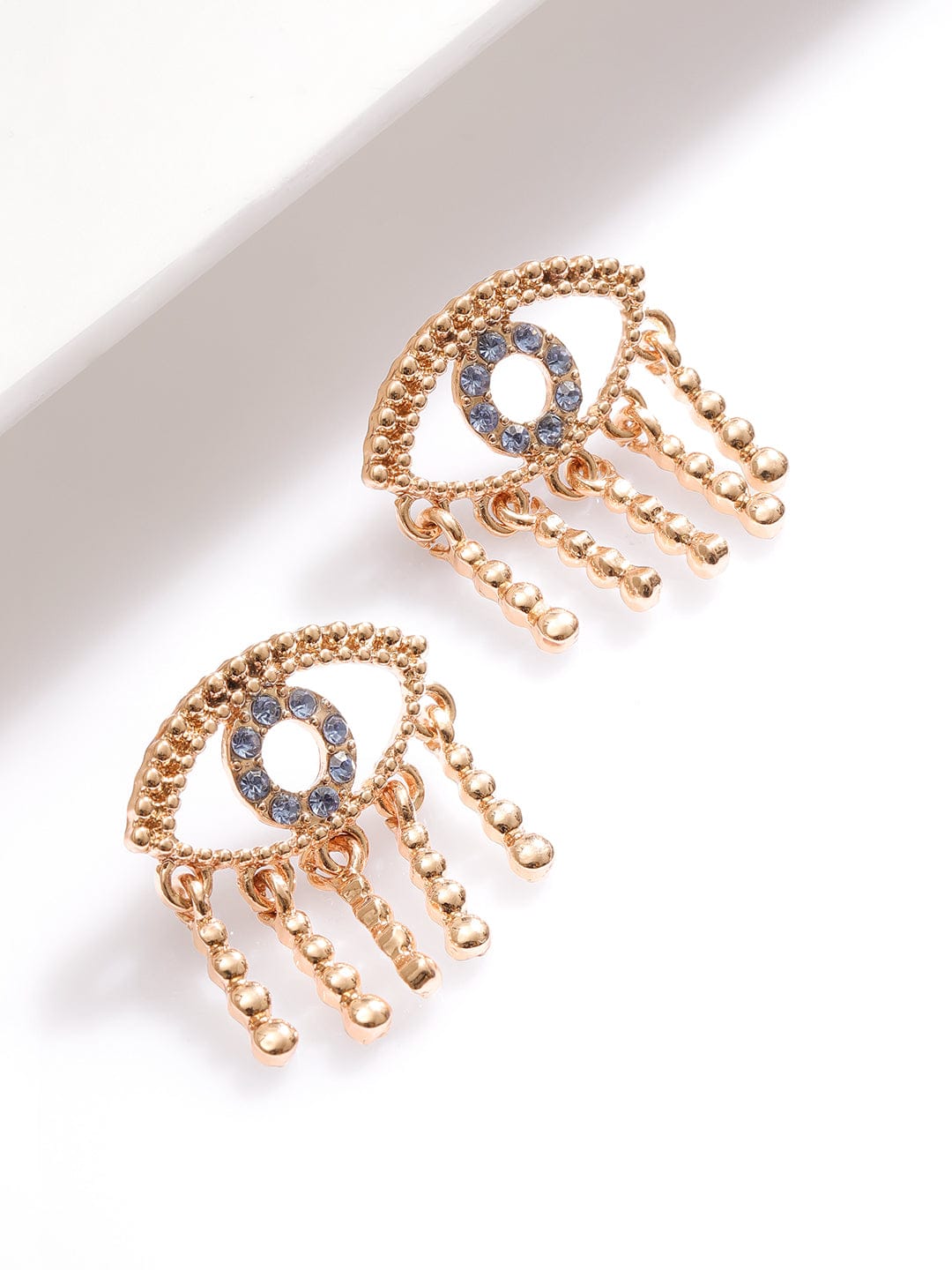 Blue Evil Eye Gold Drop Studs フリーサイズ