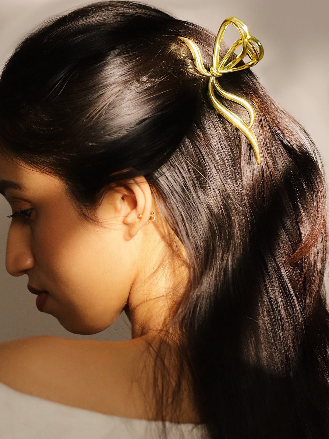 Gold Toned Hair Claw Clip Gold