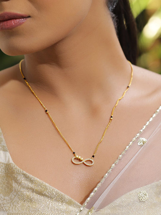 Infinity American Diamond Zirconia Gold Mangalsutra フリーサイズ