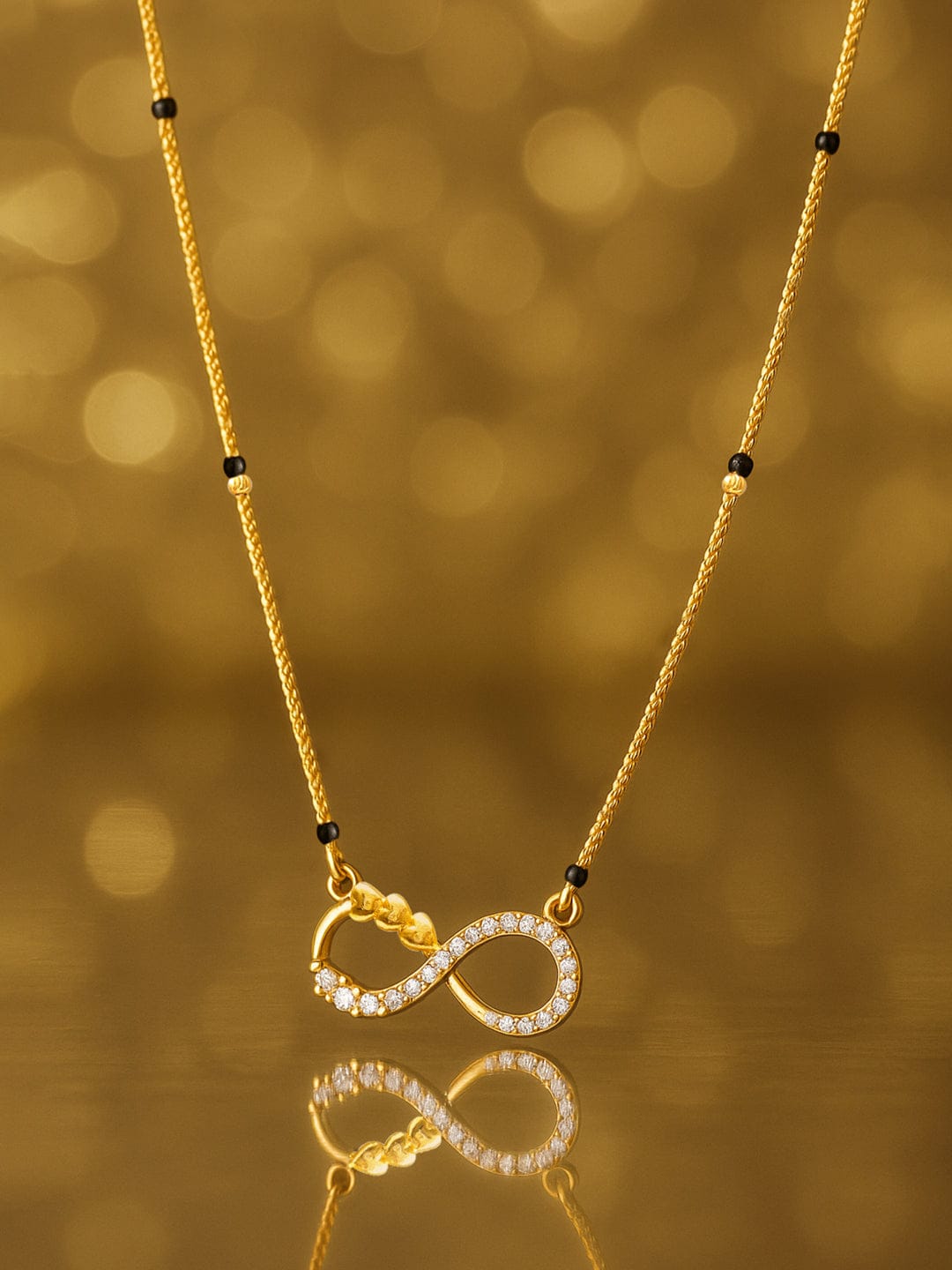 Infinity American Diamond Zirconia Gold Mangalsutra フリーサイズ