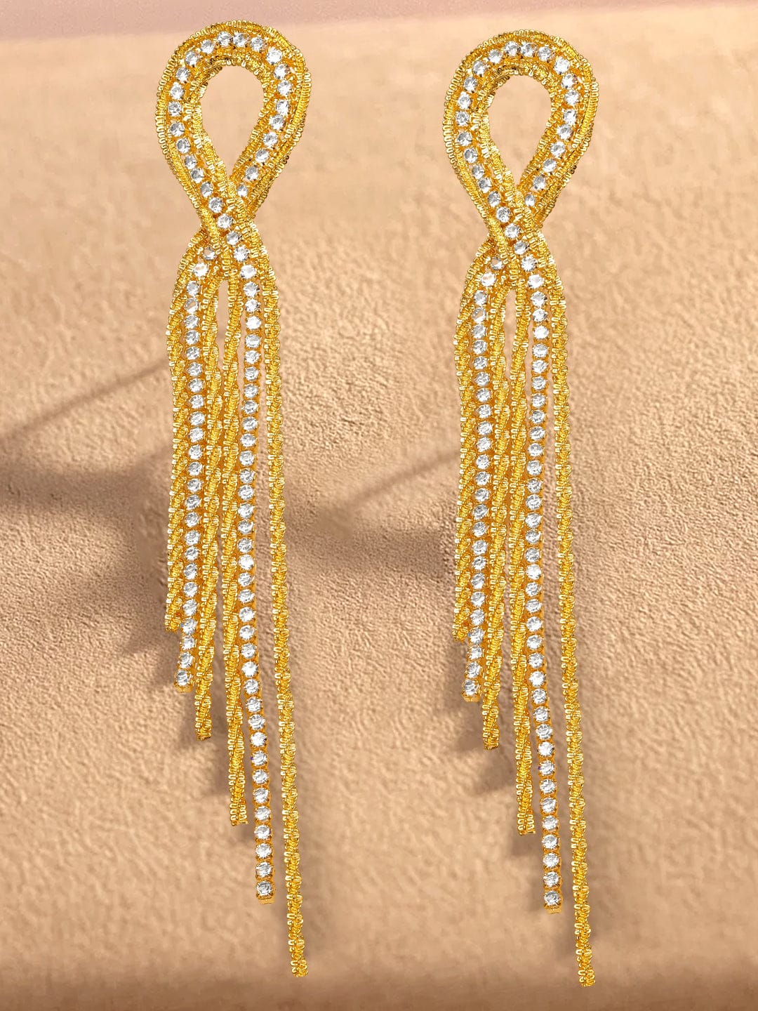 Gold Toned Long Tassel Earrings フリーサイズ