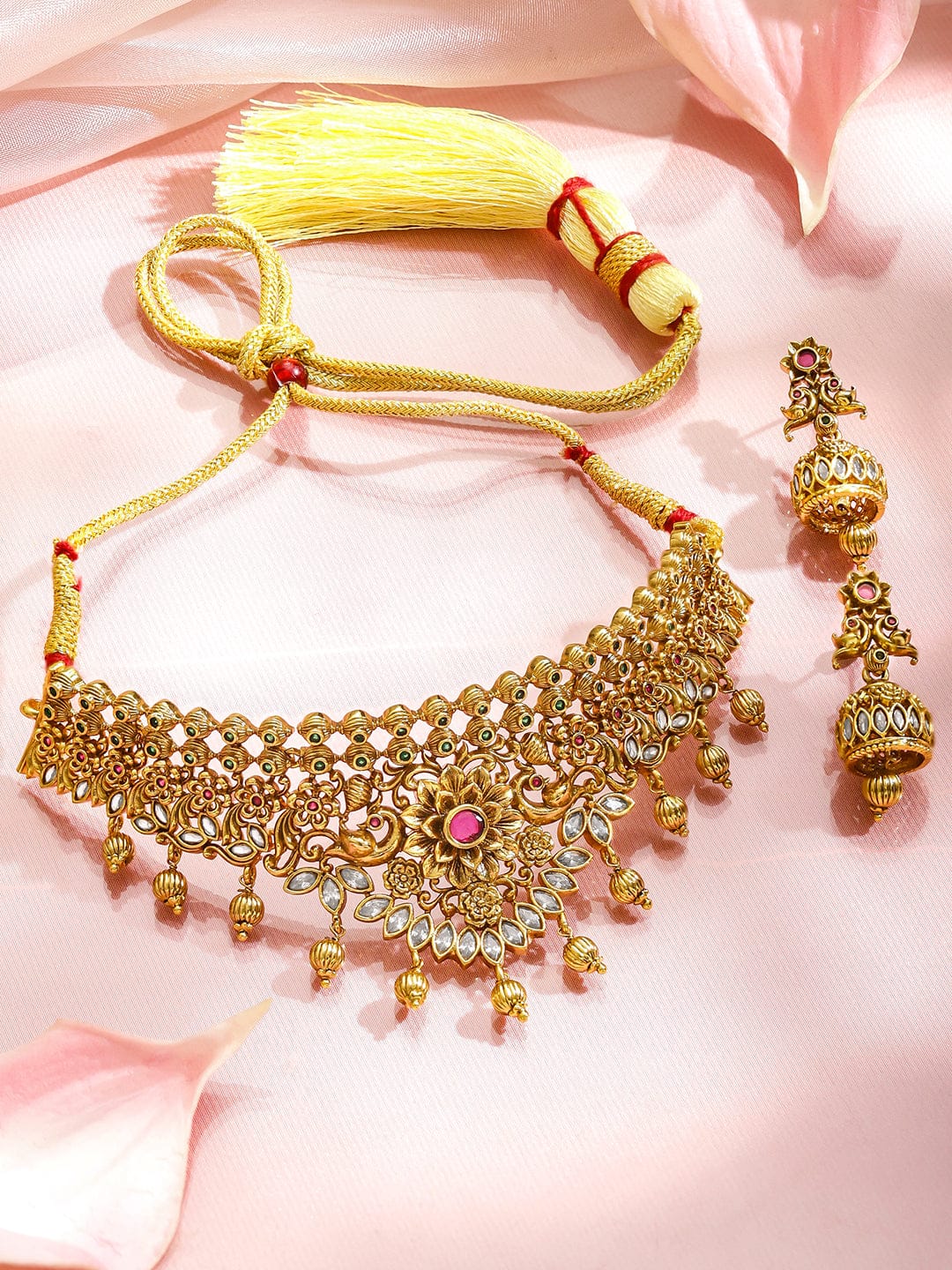 Radiant Diva Pink & Green Necklace Set フリーサイズ