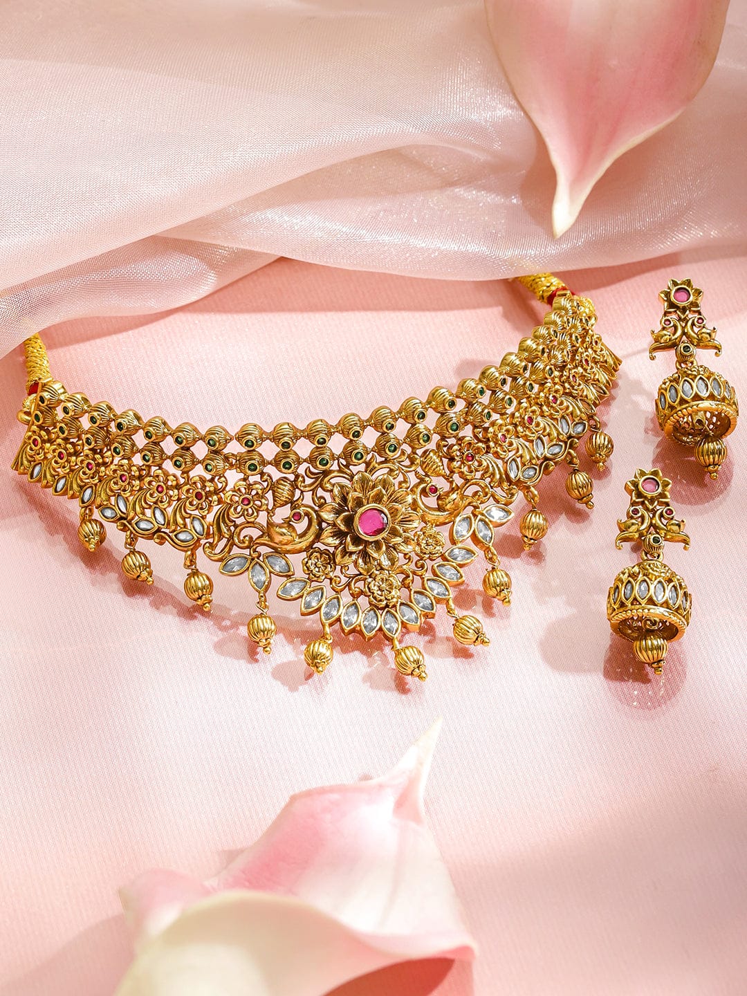Radiant Diva Pink & Green Necklace Set フリーサイズ