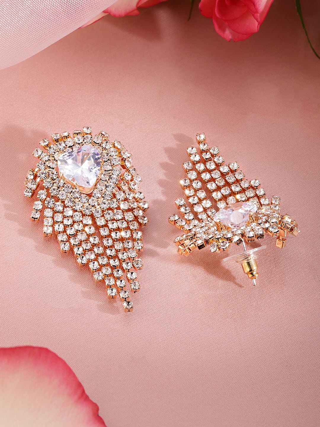 【Rubans】 Modern Luxe Multistrand American Diamond Zirconia Heart Earrings｜モダン リュクス マルチストランド アメリカンダイヤモンド ジルコニア ハート イヤリング