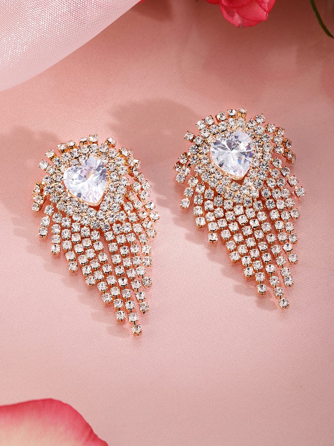 【Rubans】 Modern Luxe Multistrand American Diamond Zirconia Heart Earrings｜モダン リュクス マルチストランド アメリカンダイヤモンド ジルコニア ハート イヤリング