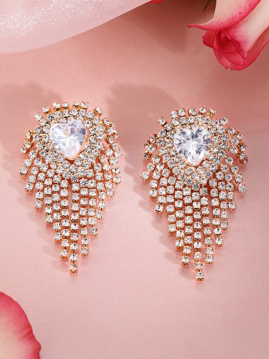 【Rubans】 Modern Luxe Multistrand American Diamond Zirconia Heart Earrings｜モダン リュクス マルチストランド アメリカンダイヤモンド ジルコニア ハート イヤリング