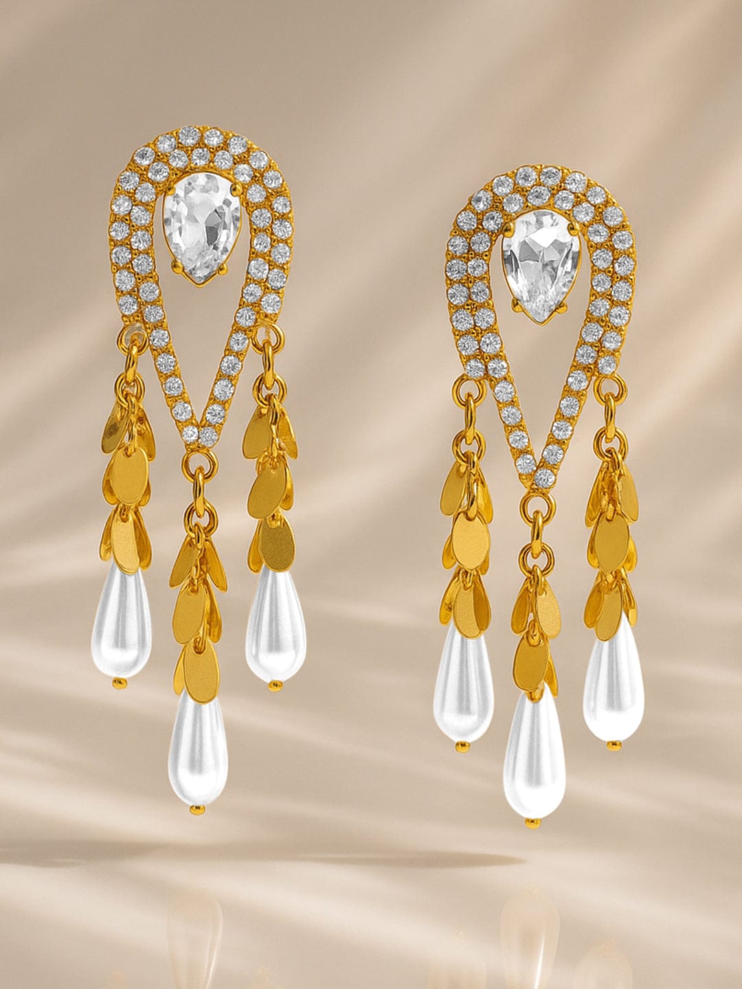 Pearl Drops Tassel Dangler Earrings フリーサイズ