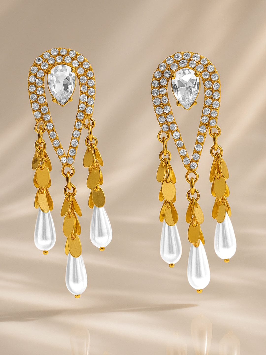 Pearl Drops Tassel Dangler Earrings フリーサイズ