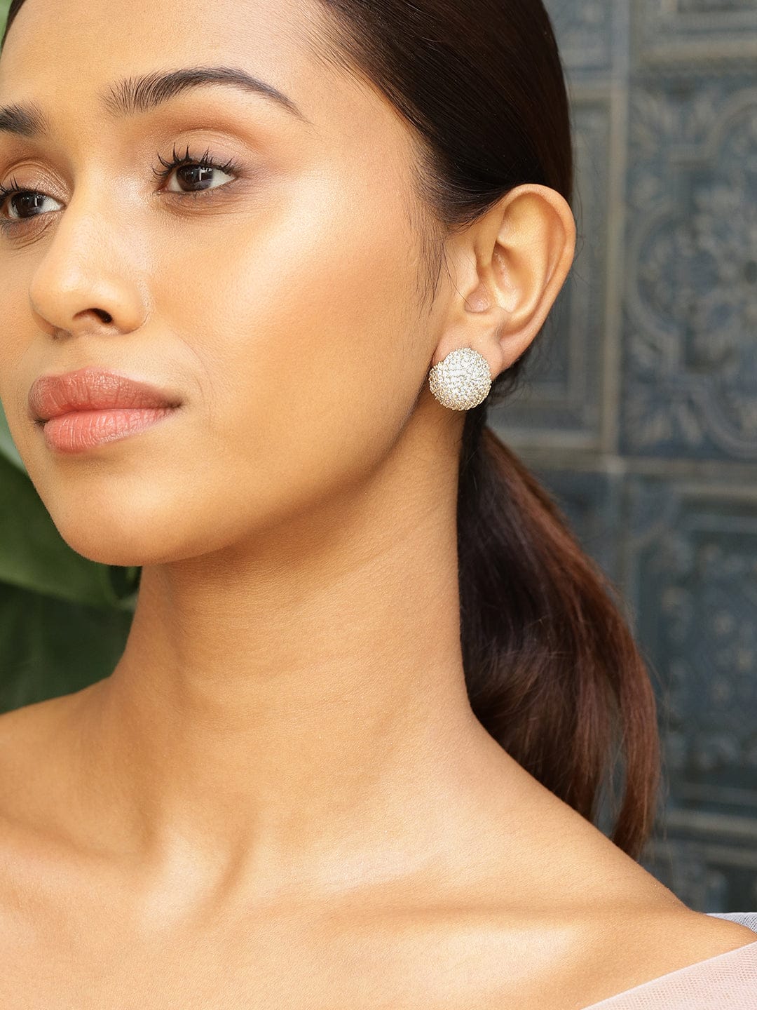 Golden Stardust Cubic Zirconia Studs Gold