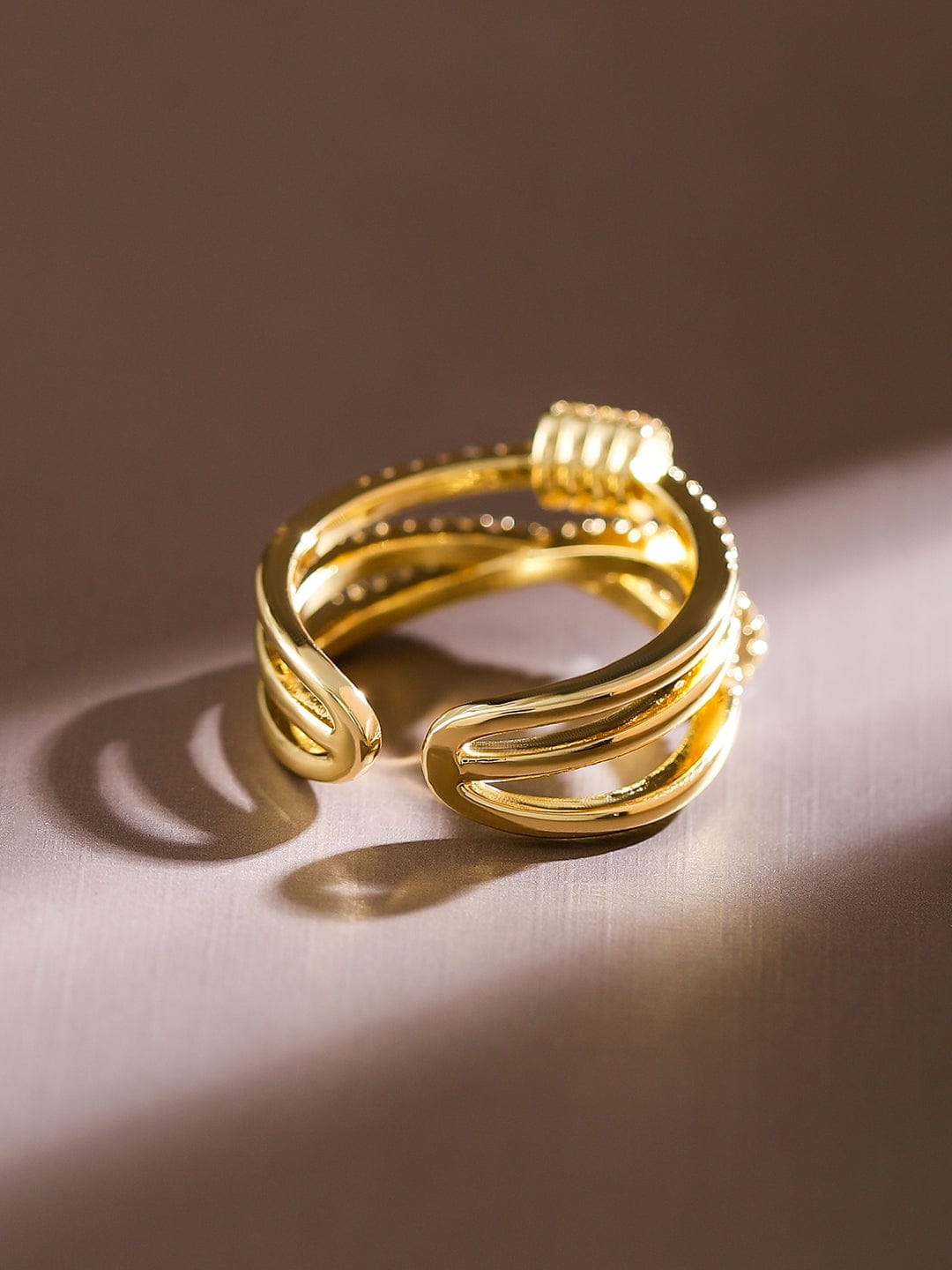 American Diamond Zirconia Gold Toned Ring Gold