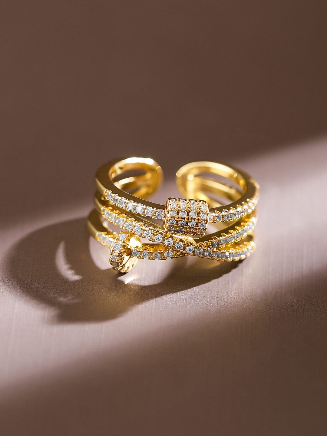 American Diamond Zirconia Gold Toned Ring Gold