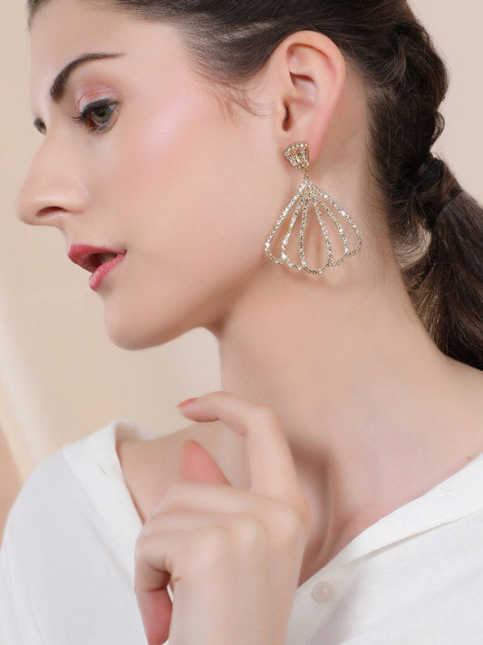 Shell Motif Gold Drop Earrings Gold