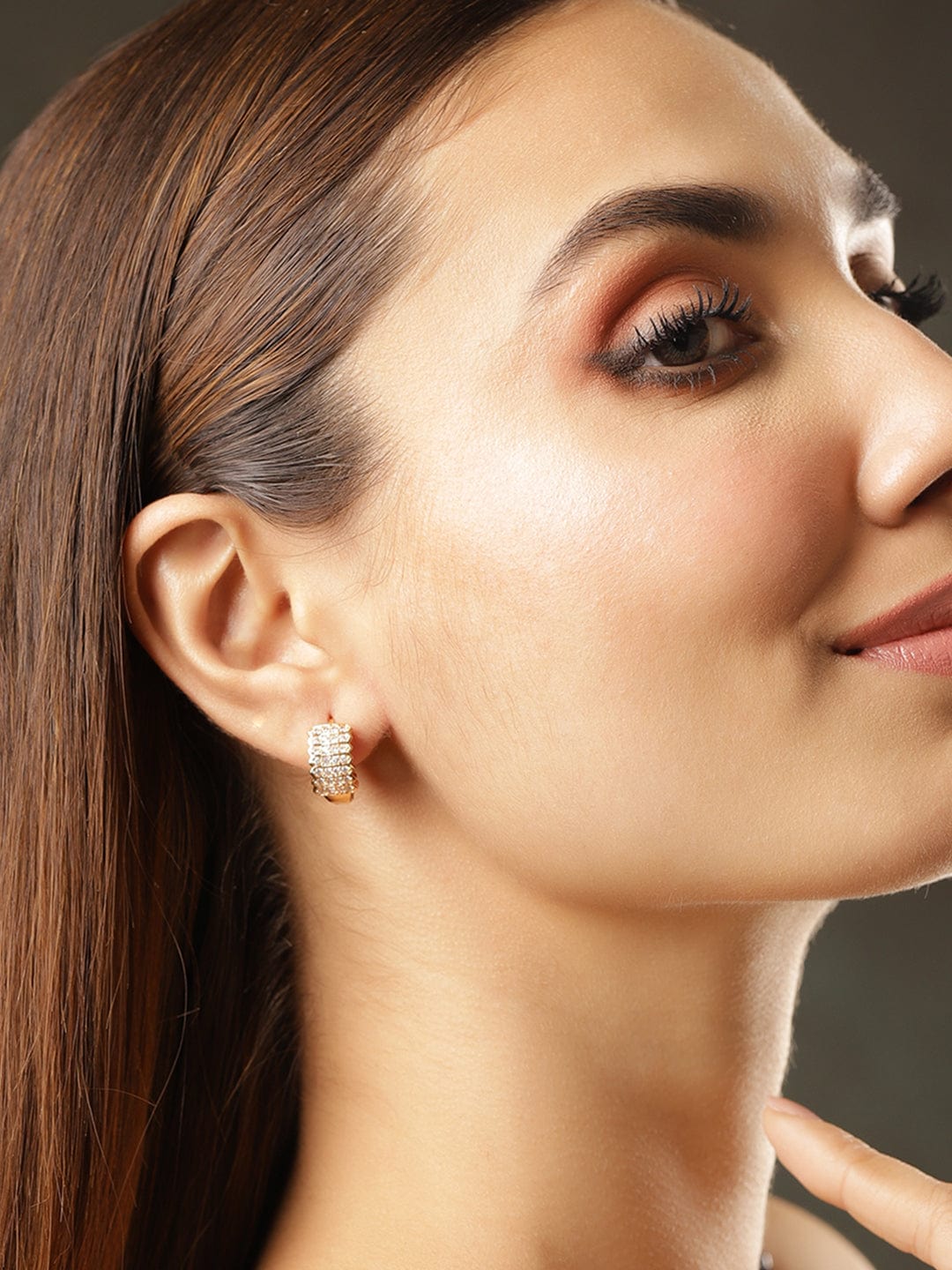 Luxe Shine American Diamond Zirconia Hoops フリーサイズ