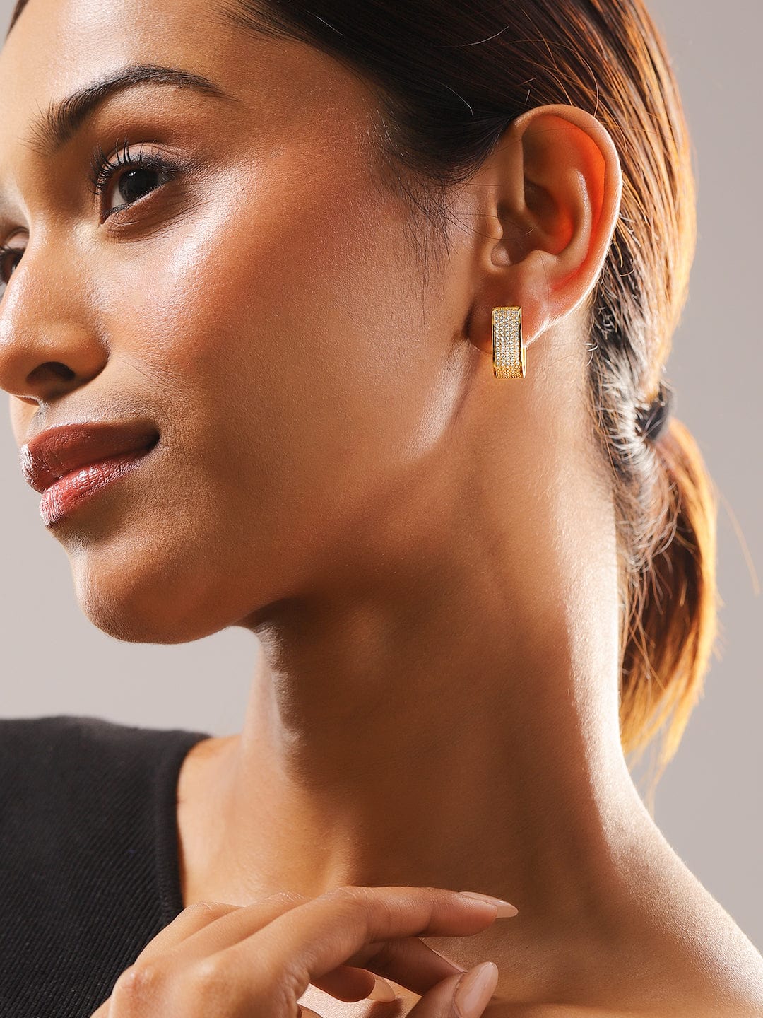 Diamond Mist Golden Hoops Gold