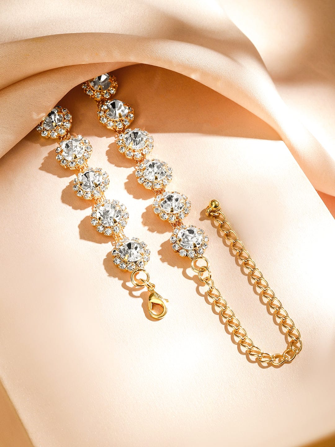 【Rubans】 Crystal Studded Floral Design Necklace｜18K ゴールドメッキ キュービックジルコニア ステートメント ネックレス