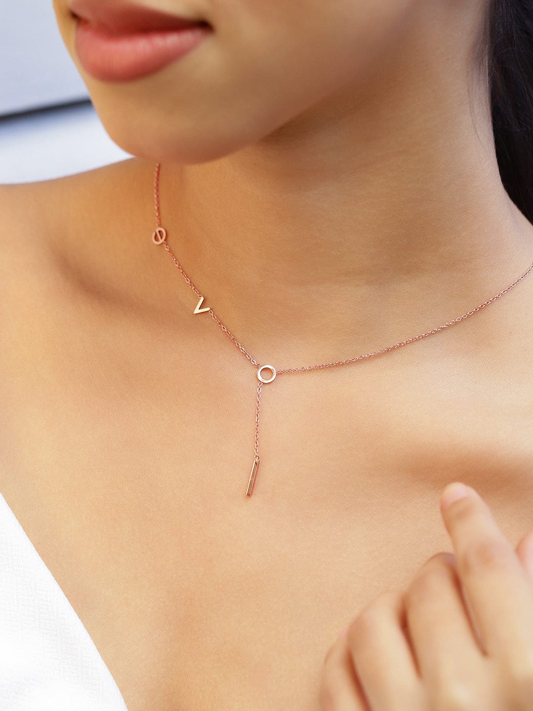 Love Pendant Necklace In Rose Gold Gold