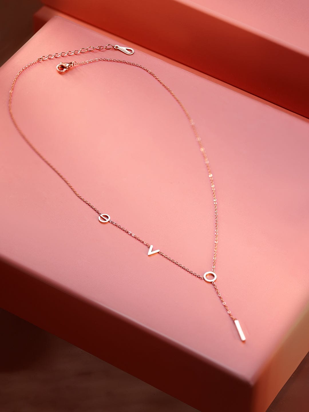 Love Pendant Necklace In Rose Gold Gold