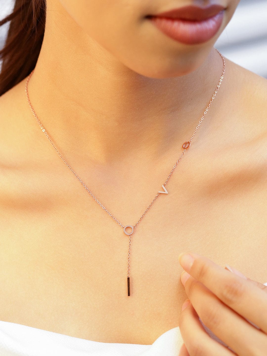 Love Pendant Necklace In Rose Gold Gold