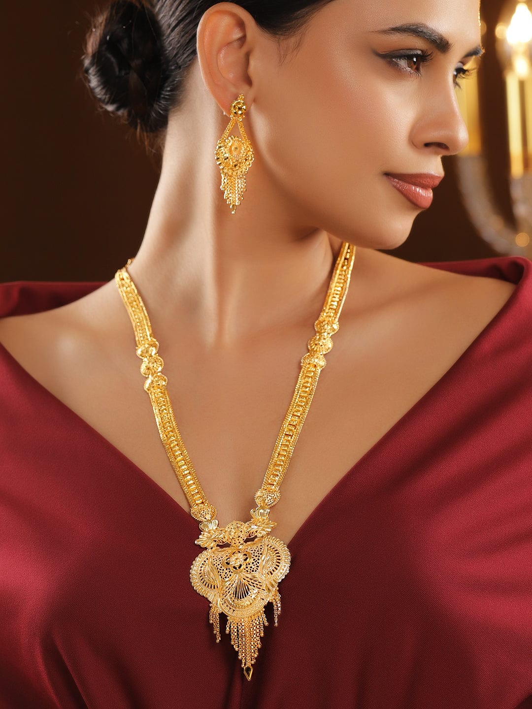 Floral Design Gold Necklace Set フリーサイズ