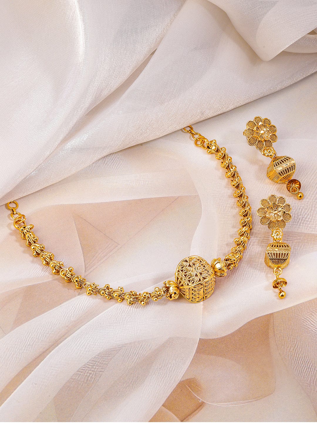 Beaded Golden Necklace Set フリーサイズ
