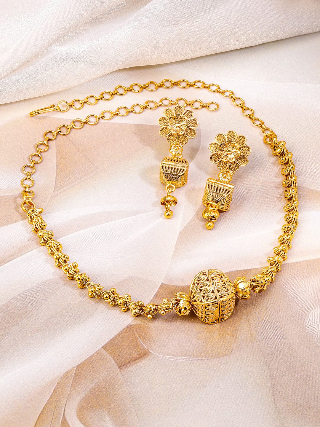 Beaded Golden Necklace Set フリーサイズ