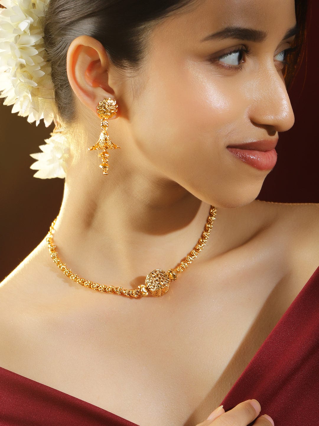 Beaded Golden Necklace Set フリーサイズ