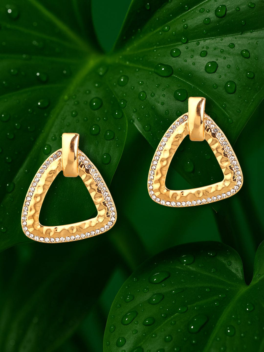 【Rubans】 Tokyo Talkies x Rubans 18K Gold Plated Zircon Studded Classic Geometric Drop Earrings｜トーキョートーキーズ × Rubans 18K ゴールドメッキ ジルコニア ジオメトリック ドロップイヤリング