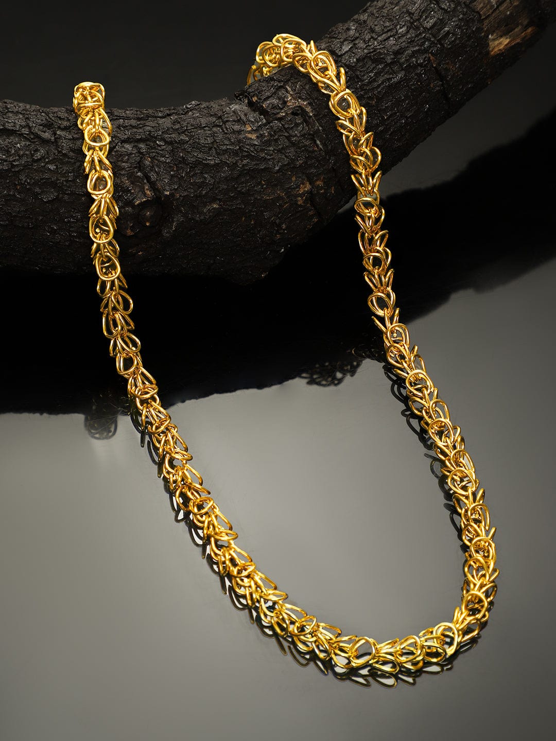 【Rubans】 18K Gold-Plated Intricate Woven Link Chain Necklace for Men｜18Kゴールドメッキ ウーブンリンク チェーンネックレス メンズ