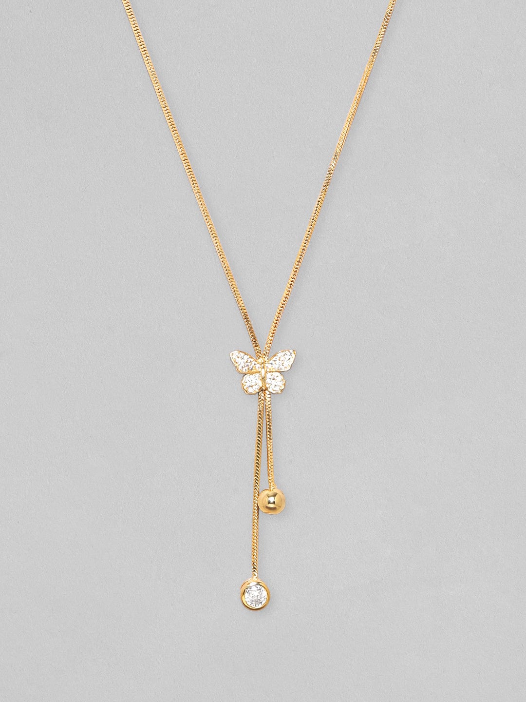 Elegant Butterfly s AD Necklace Chain Gold
