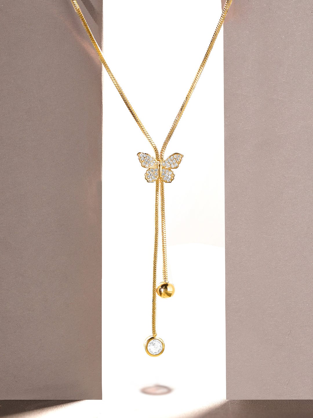 Elegant Butterfly s AD Necklace Chain Gold