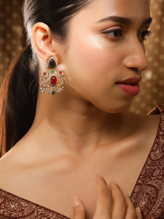 Prismatic Floral American Diamond Zirconia Danglers フリーサイズ